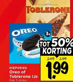 Vomar Voordeelmarkt DIEPVRIES Oreo of Toblerone IJs aanbieding