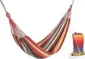 Bol.com Benson Rood gestreepte hangmat - 1 persoons - Inclusief opbergzak - 200 × 100 cm - Max 150 kg aanbieding