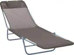 Bol.com Outsunny Ligbed inklapbaar met kussen en 5 standen - Ligstoel - Zonnebed - Tuinligbed - Bruin aanbieding