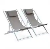 Bol.com sweeek - Set van 2 ligstoelen van aluminium en textileen met hoofdkussen, standstoel - gaia aanbieding