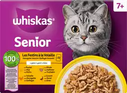 Dirk Whiskas Kattenvoer senior 7+ gevogelte in gelei 12st aanbieding