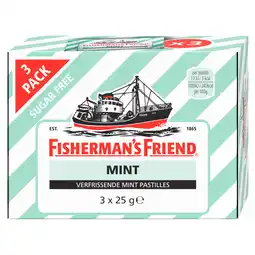 Jumbo Fisherman's Friend Verfrissende Mint Pastilles 3 x 25 g aanbieding