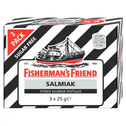 Jumbo Fisherman's Friend Sterke Salmiak Pastilles 3 x 25 g aanbieding