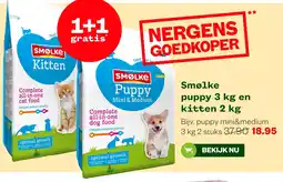 Welkoop Smølke puppy 3 kg en kitten 2 kg aanbieding