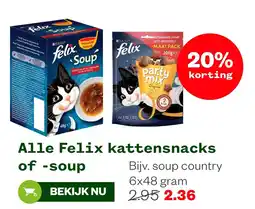 Welkoop Alle Felix kattensnacks of -soup aanbieding