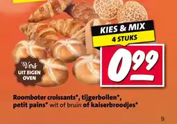 Nettorama Roomboter croissants, tijgerbollen*, petit pains of kaiserbroodjes aanbieding