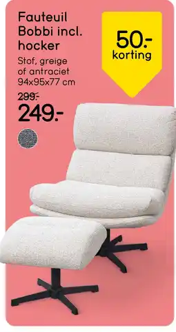 Leen Bakker Bekijk Fauteuil Bobbi incl. hocker aanbieding