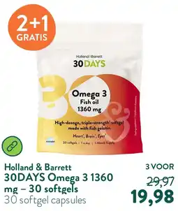 Holland & Barrett 30DAYS Omega 3 1360 mg – 30 softgels aanbieding