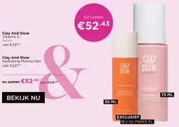 ICI Paris XL Clay And Glow Vitamin C Serum en Hydrating Moisturizer aanbieding