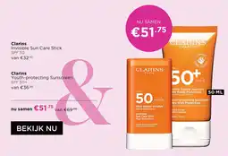 ICI Paris XL Clarins Invisible Sun Care Stick & Youth-protecting Sunscreen aanbieding
