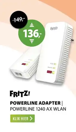 Expert Fritz! Powerline 1240 AX WLAN aanbieding