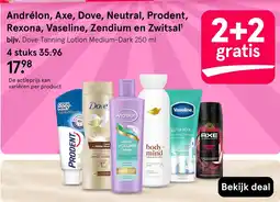 Etos Andrélon, Axe, Dove, Neutral, Prodent, Rexona, Vaseline, Zendium en Zwitsal' aanbieding