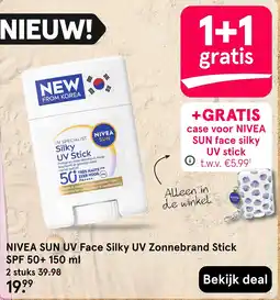 Etos NIVEA SUN UV Face Silky UV Zonnebrand Stick SPF 50+ aanbieding