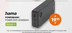 Expert Hama Power Pack 20.000mAh 3 Uitgangen: 2X USB-C 1X USB-A Zwart aanbieding
