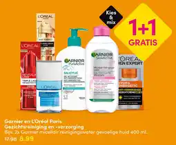 DA Garnier en L'Oréal Paris Gezichtsreiniging en -verzorging aanbieding