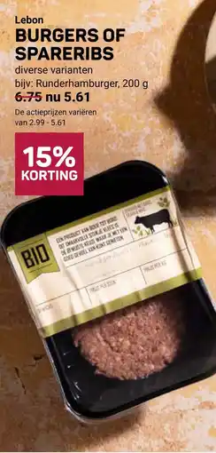 Ekoplaza Lebon BURGERS OF SPARERIBS aanbieding