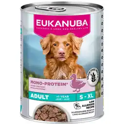 Zooplus 6x 400g Eukanuba Special Care Adult Mono-Protein mit Ente Hundefutter nass aanbieding