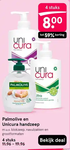 Etos Palmolive en unicura handzeep aanbieding