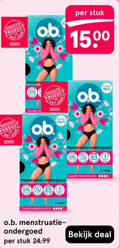 Etos O.b. menstruatie ondergoed aanbieding