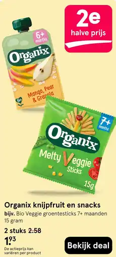 Etos Organix knijpfruit en snacks aanbieding
