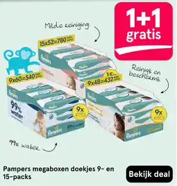 Etos Pampers megaboxen doekjes 9-en 15-packs aanbieding