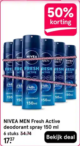 Etos Nivea men fresh active deodorant spray aanbieding