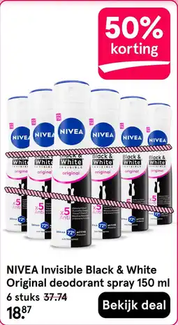 Etos Nivea invisible black & white original deodorant spray aanbieding