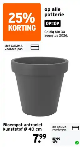 GAMMA Bloempot antraciet kunststof aanbieding