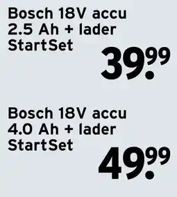 GAMMA Bosch 18V accu 2.5 Ah + lader StartSet aanbieding