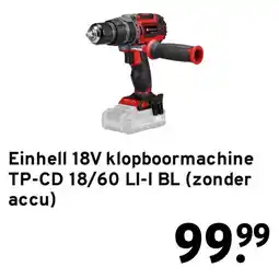 GAMMA Einhell 18V klopboormachine TP-CD 18/60 LI-I BL aanbieding