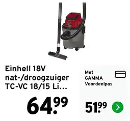 GAMMA Einhell nat-/droogzuiger TC-VC 18/15 Li... aanbieding