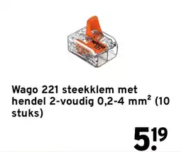 GAMMA Wago 221 steekklem met hendel 2-voudig 0,2-4 mm² aanbieding