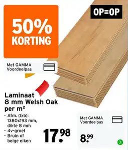 GAMMA Laminaat 8 mm Welsh Oak aanbieding
