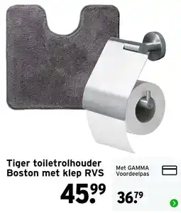 GAMMA Tiger toiletrolhouder Boston met klep RVS aanbieding