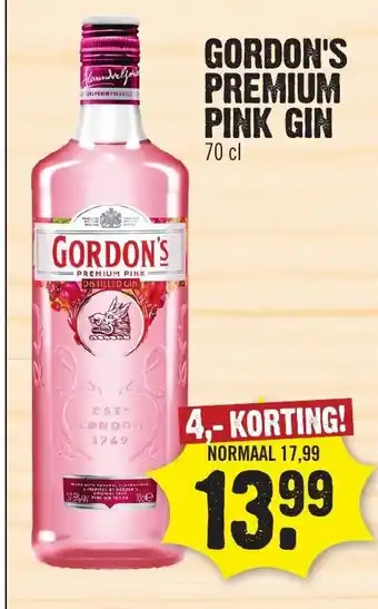 Dirk Gordon's premium pink gin 70cl aanbieding