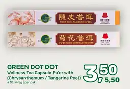 Amazing Oriëntal green dot dot wellness tea capsule pu'er with (chrysanthemum / tangerine peel) aanbieding