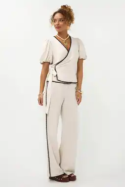 Wehkamp Ydence straight regularwaist broek ecru aanbieding