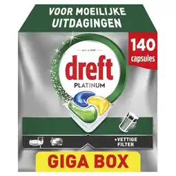 Etos Dreft Platinum Vaatwastabletten Citroen 140 stuks aanbieding