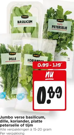 Jumbo Jumbo verse basilicum, dille, koriander, platte peterselie of tijm aanbieding