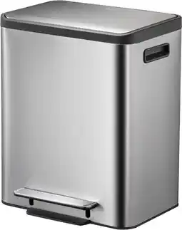 Bol.com EKO - EcoCasa Recycler pedaalemmer 15+15 liter - Stainless steel Plastic - mat RVS - Prullenbak aanbieding
