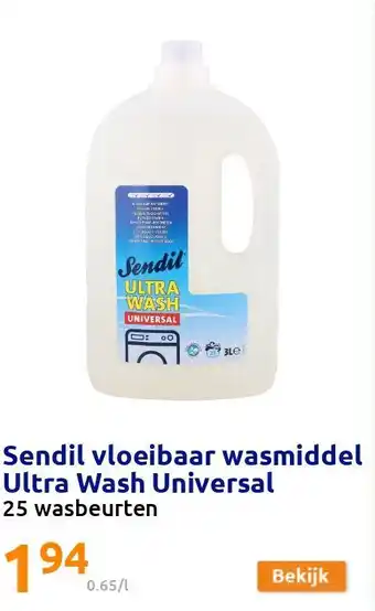 Action Sendil vloeibaar wasmiddel Ultra Wash Universal aanbieding