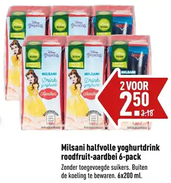 ALDI Milsani halfvolle yoghurtdrink roodfruit-aardbei --pack aanbieding