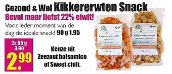 Gezond & Wel Kikkererwten Snack 2x90g aanbieding