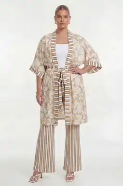 Wehkamp YOEK gebloemd kimono beige aanbieding