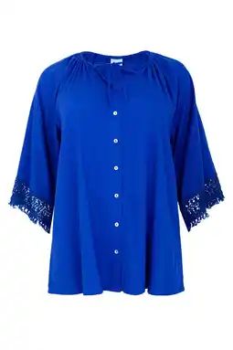 Wehkamp YOEK blouse blauw broderie aanbieding