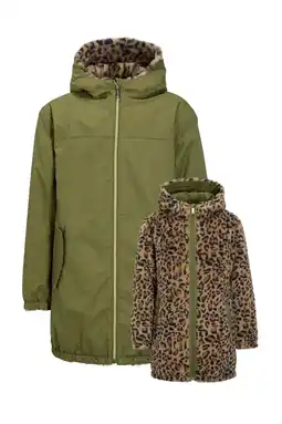 Wehkamp Me & My Monkey reversible lange jas groen/panterprint aanbieding