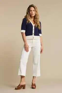 Wehkamp Red Button Conny Fancy Stitching Off White L26 cropped jeans ecru aanbieding