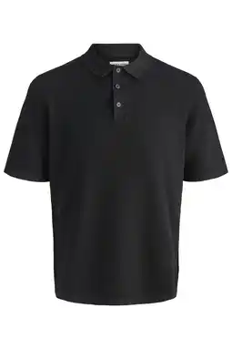 Wehkamp JACK & JONES ESSENTIALS regular polo gebreid zwart aanbieding