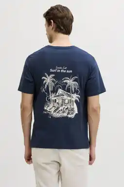Wehkamp JJ REBEL relaxed T-shirt met backprint donkerblauw aanbieding