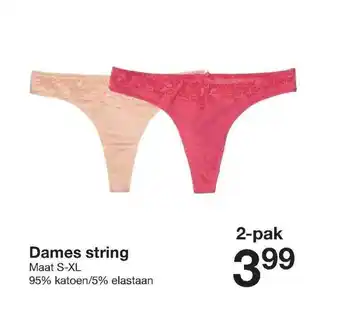 Zeeman Dames string S-XL 2 PAK aanbieding